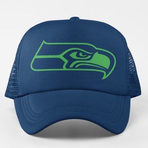 NEW Seattle Seahawks Logo Foam Trucker Mesh Snapback Hat NAVY